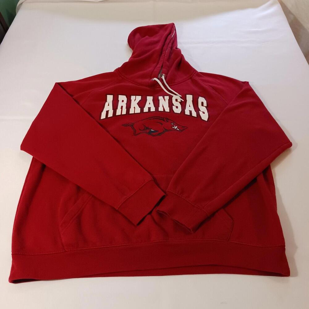 Stadium Athletics Arkansas Razorbacks Mens Red Cotton Blend Hoodie Sweatshirt XL